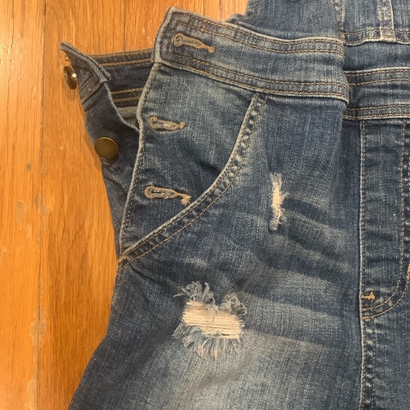 SP Black Cotton Blend Distressed Blue Short Overalls, Size M - Picture 5 of 9